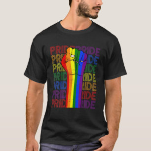 Camiseta Orgulho LGBT - Punho Inspirador Humano Arco-Íris G