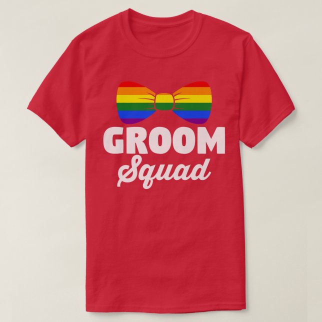 Camiseta Orgulho LGBT RainbowBachelor PartyCasamento gayGro (Frente do Design)