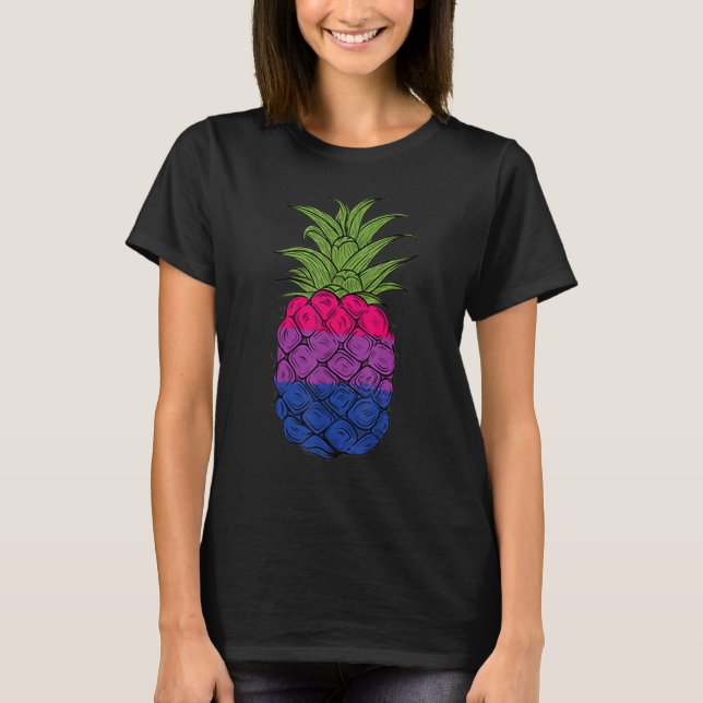 Camiseta Orgulho LGBTQ do Abacaxi do Ananás Bissexual (Frente)