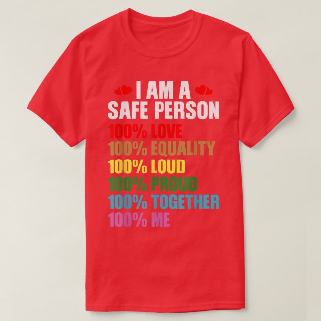 Camiseta Orgulho LGBTQ Eu Sou Uma Pessoa Segura Com 100 Amo (Frente do Design)