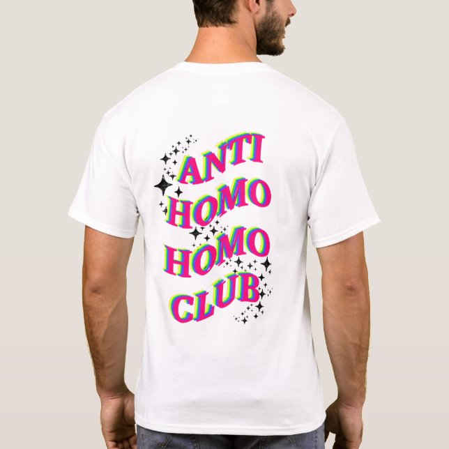 Camiseta Orgulho LGBTQ Rainbow Anti Homo Club (Verso)