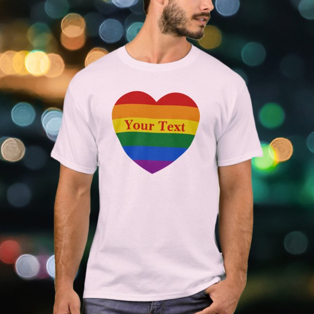 Camiseta Orgulho LGBTQ Sinalizador de Coração Arco Arco-Íri (Criador carregado)
