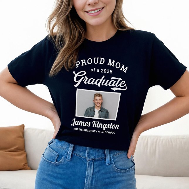 Camiseta Orgulho Mãe de uma Foto Personalizada Preta de 202 (Criador carregado)