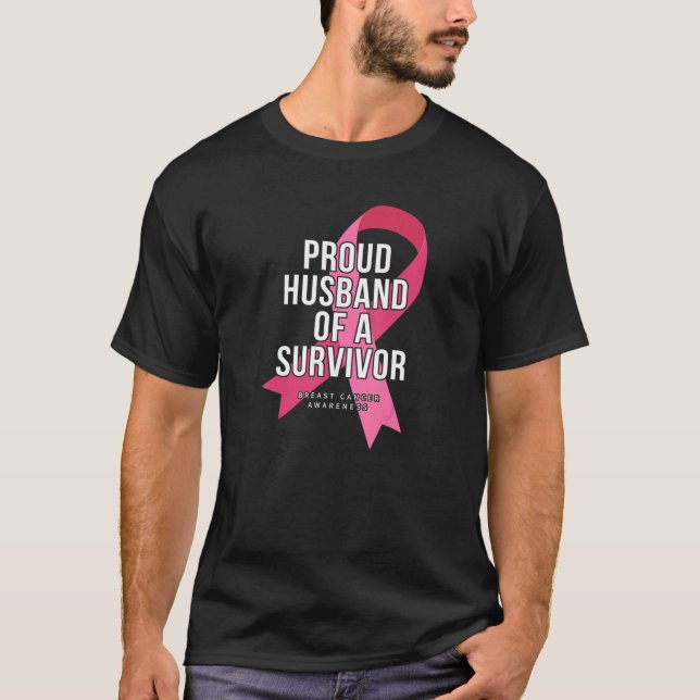 Camiseta Orgulho Marido de um Sobrevivente Cancer Awarenes (Frente)
