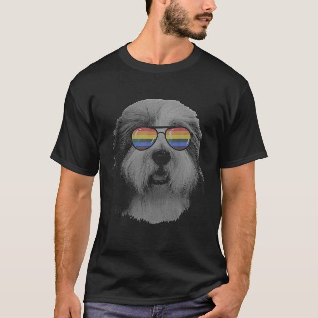 Camiseta Orgulho Mês Antigo de Inglês Sheepdog Sinalizador  (Frente)