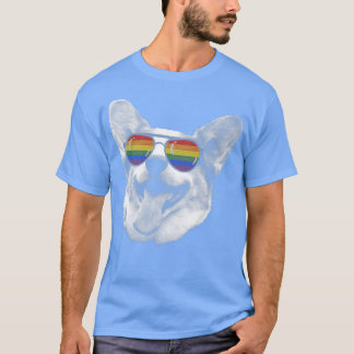 Camiseta Orgulho Mês Corgi Sinalizador Arco-Íris Lgbt Óculo