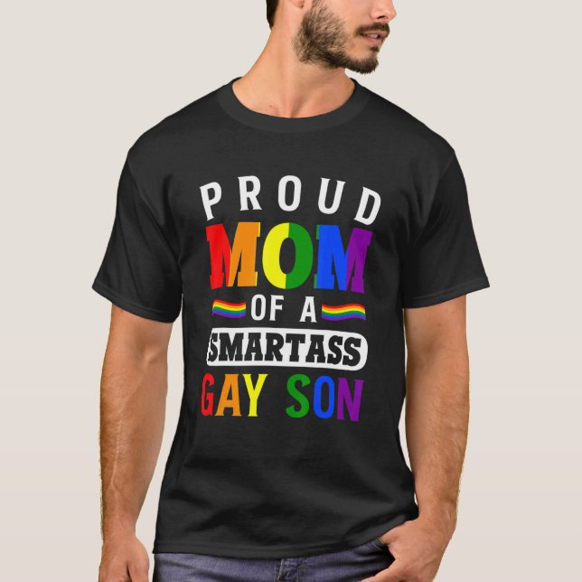 Camiseta Orgulho Mês Lgbt Gay Orgulhoso Mãe De Um Smartass (Frente)