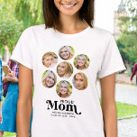 Camiseta Orgulho MOM Moderno Personalizado 7 Graduação de C<br><div class="desc">Parabéns na formatura do seu filho! Como mãe orgulhosa, você merece mostrar seu amor e apoio com uma camiseta personalizada. Este design retro-moderno apresenta uma colagem fotográfica que mostra sete das suas memórias favoritas com o seu formando. Quer seja do segundo grau, da faculdade ou da universidade, esta camisa é...</div>