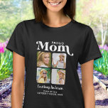Camiseta Orgulho MOM Retroativo Moderno Personalização de 4<br><div class="desc">Parabéns na formatura do seu filho! Como mãe orgulhosa, você merece mostrar seu amor e apoio com uma camiseta personalizada. Este design retro-moderno apresenta uma coleção de fotos que mostra quatro das suas memórias favoritas com o seu formando. Quer seja do segundo grau, da faculdade ou da universidade, esta camisa...</div>