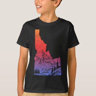 Camiseta Orgulho Montanhas Idaho Mapa do Estado Caminhada A