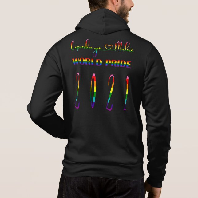 Camiseta Orgulho Mundial LGBTQ de Copenhaga e Malmö 2021 (Verso)