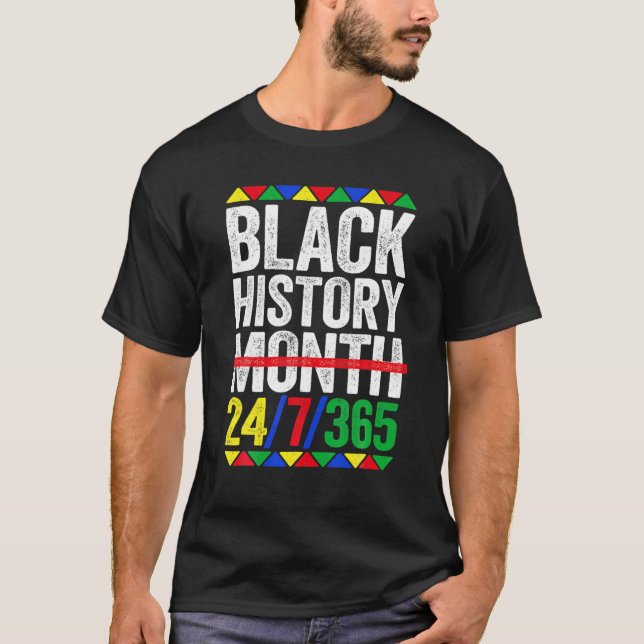 Camiseta Orgulho Negro Mês 24/7/365 (Frente)