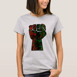 Camiseta orgulho negro punho vermelho verde bandeira pan-af