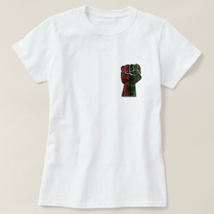Camiseta orgulho negro punho vermelho verde bandeira pan-af