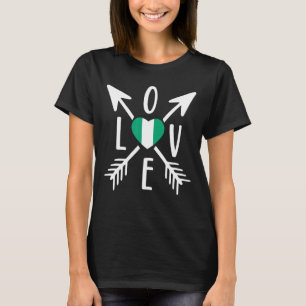Camiseta Orgulho nigeriano Ama bandeira nigeriana Heart Bla