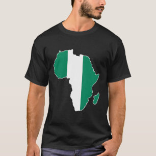 Camiseta Orgulho nigeriano Nigéria Bandeira África Mapa de 