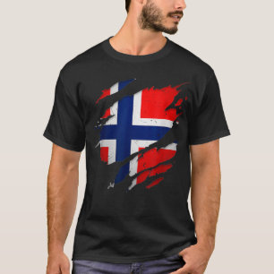Camiseta Orgulho norueguês Norge Torn Ripped Norway Flag1