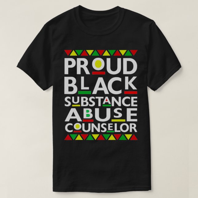 Camiseta Orgulho Orgulho de Abuso de Substâncias Negras (Frente do Design)