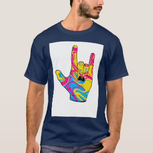 Camiseta Orgulho pansexual Eu te amo linguagem de sinais am