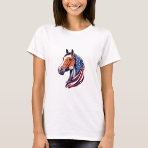 Camiseta Orgulho Patriótico : Cavalo Quarter com Bandeira A