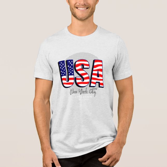 Camiseta Orgulho Patriótico: EUA Core Denim (Frente)
