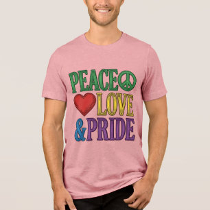 Camiseta Orgulho Paz Amor Desenho Vetorial de Gravura Vinta