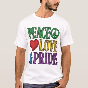 Camiseta Orgulho Paz Amor Desenho Vetorial de Gravura Vinta