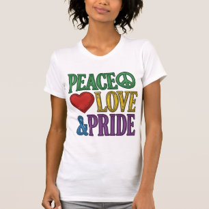 Camiseta Orgulho Paz Amor Desenho Vetorial de Gravura Vinta