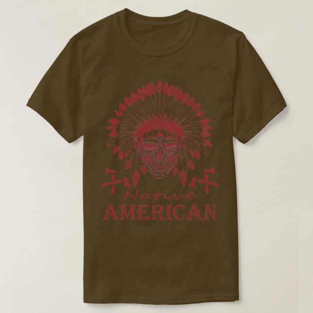 Camiseta Orgulho Principal do Guerreiro Americano Nativo  (Frente do Design)