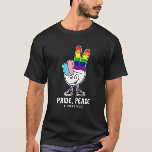 Camiseta Orgulho Progresso da Paz LGBTQ Sinal de Paz Rai