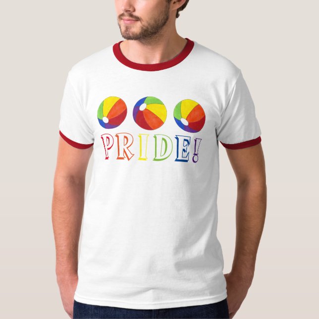 Camiseta Orgulho Rainbow Beach Ball Beachball Summer Tee (Frente)