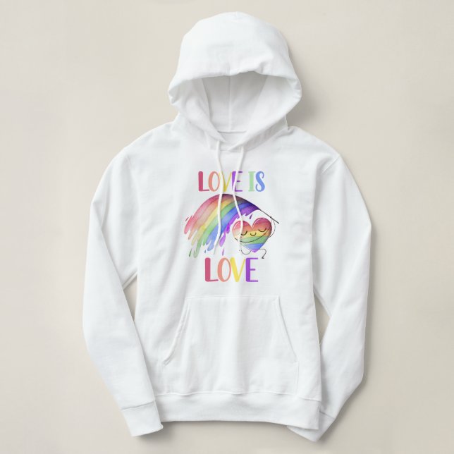 Camiseta Orgulho Rainbow Love Hoodie Sweatshirt (Frente do Design)