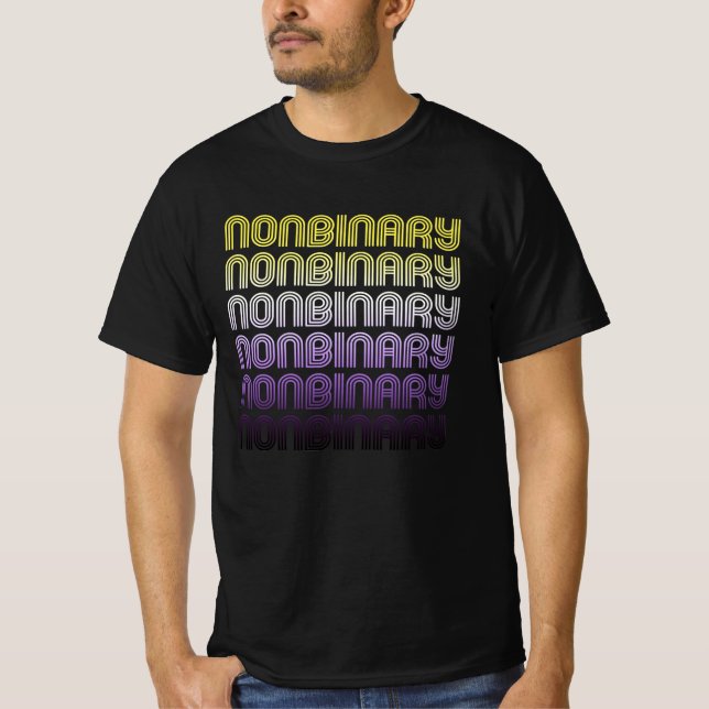 Camiseta Orgulho Retro Não Binário (Frente)