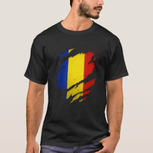 Camiseta Orgulho Romeno Torn Arranjou Bandeira Na Romênia