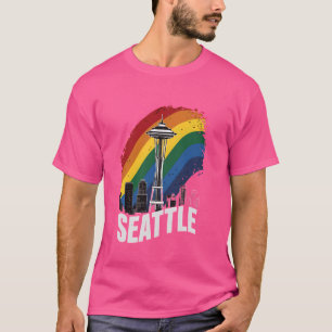 Camiseta Orgulho Seattle Skyline Orgulho gay Rainbow LGBTQ