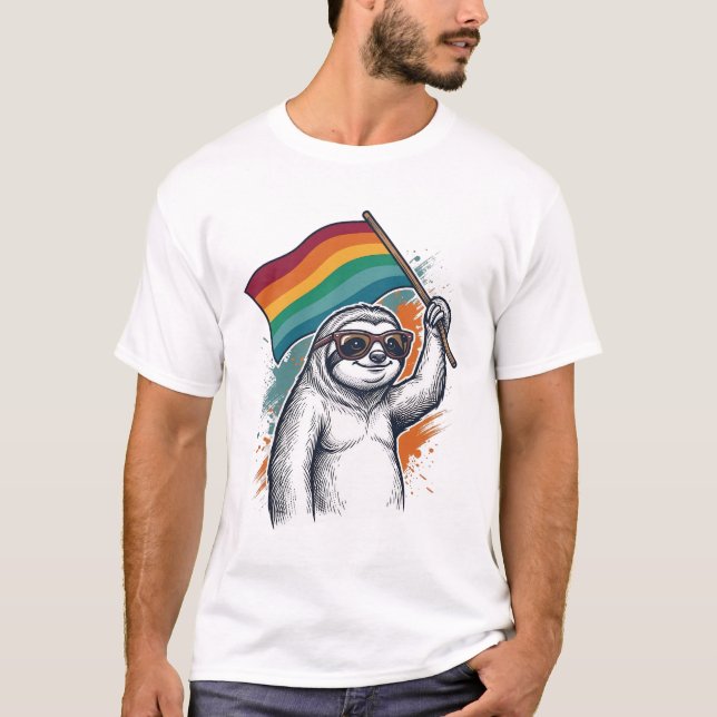 Camiseta Orgulho Sloth Vintage Engraving Design_1 (Frente)
