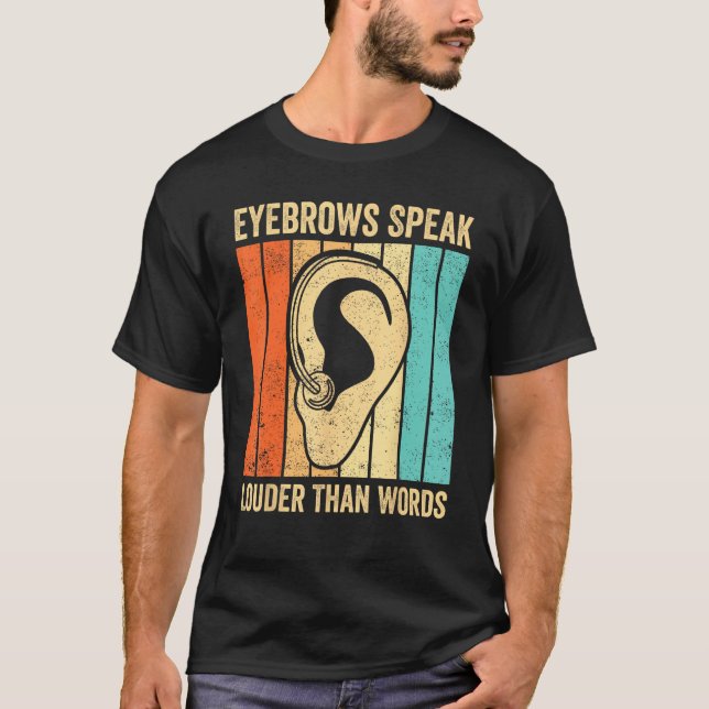 Camiseta Orgulho Surdo Sinal de Linguagem ASL Sobrancelhas  (Frente)