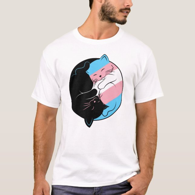 Camiseta Orgulho Sutil LGBTQ Transgênero Mês Yin Yang (Frente)