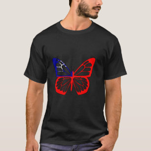 Camiseta Orgulho Taiwanês Bandeira de Taiwan Borboleta Raíz