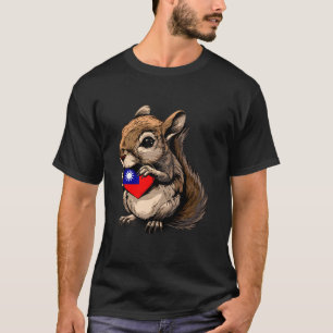 Camiseta Orgulho Taiwanês Bandeira de Taiwan Esquilo Coraçã