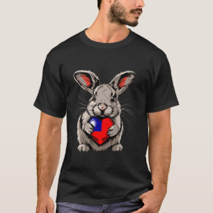 Camiseta Orgulho Taiwanês Coração Coelho Raízes Taiwanesas