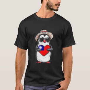 Camiseta Orgulho Taiwanês Coração Pinguim Fofo Raízes Taiwa