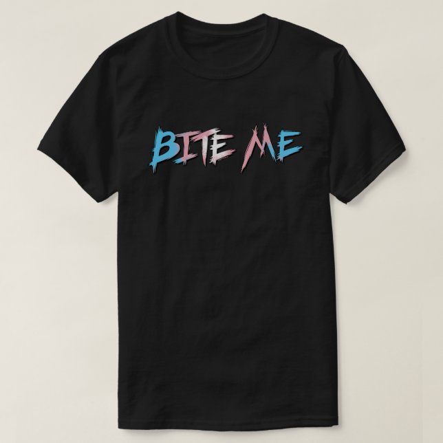 Camiseta Orgulho Trans Bite Me (Frente do Design)