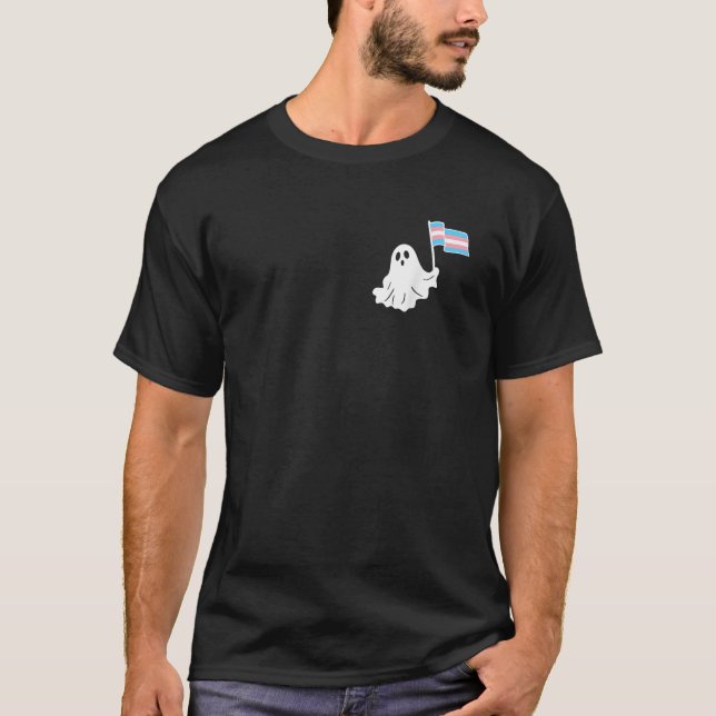 Camiseta Orgulho Transgênero de Halloween Fantasma Transgên (Frente)