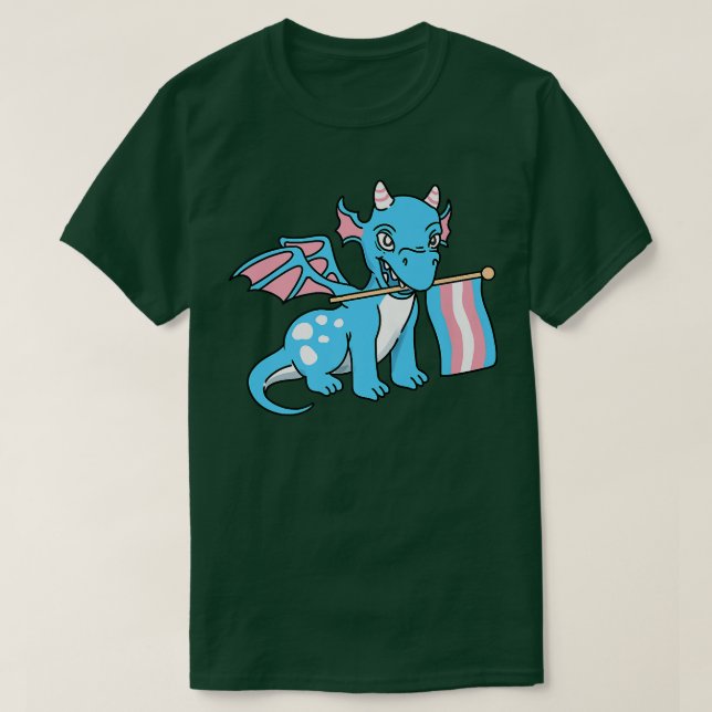 Camiseta Orgulho Transgênero do Dragão do Orgulho Trans  (Frente do Design)