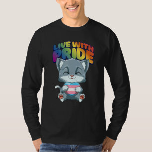 Camiseta Orgulho Transgênero Fofo Gato Coração Transgênero