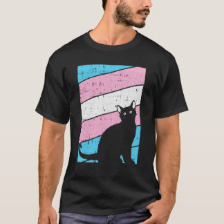 Camiseta Orgulho Transgênero Gato Preto Amante de Gatinhos 