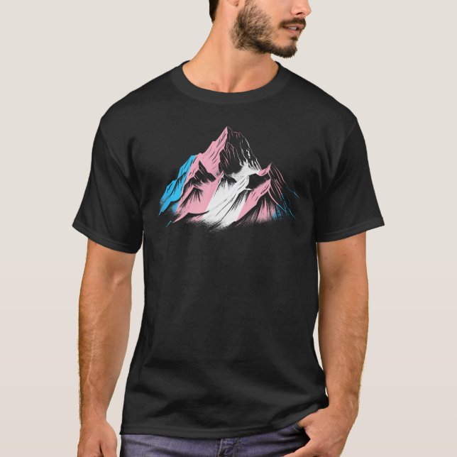 Camiseta Orgulho Transgênero Sutil Mês da Montanha Hiking (Frente)