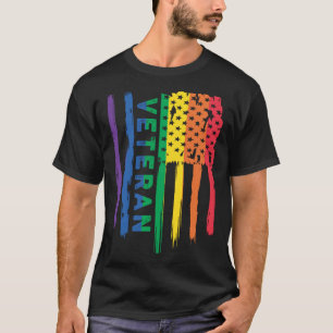 Camiseta Orgulho veterano Memorial LGBT Rainbow Pride USA A