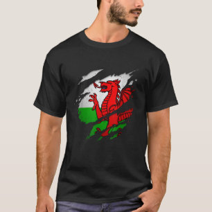 Camiseta Orgulho Welshs Torn Ripped Flag Wales